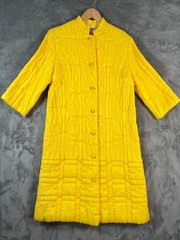Vintage Dynasty Hong Kong Quilted Housecoat Robe Medium (Petite) Yellow Silk