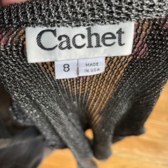 Cachet Vintage 90s Metallic Silver Evening Gown Cardigan 8 Medieval Chainmail