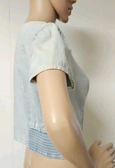 Dirty Dancing Vintage 80’s Cropped Jeweled Buttons Top Bleached Denim Size L