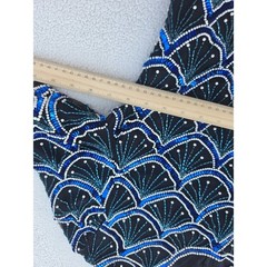 Laurence Kazar Beaded Silk Top Women M Blue Black Vintage Sequin Good Scalloped