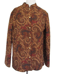 Vintage Kenneth Greene Quilted Jacket Large Women Brown Paisley Print