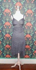 Vintage Y2K Gray Silver Glitter Mesh Asymmetrical Hem Party Dress