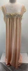 Vtg Nylon Nightgown Long Women’s 44” Bust Plus Size Pale Pink 70s Floral Neck