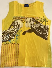 Vintage Cirque Du Soleil O Zebra Graphic Tank Top XXL Yellow Avant Garde Art Tee