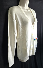 Sporty Preppy Golfcore Vtg 80s Womens Quantum! Cozy Cute Golf Cardigan Sweater L