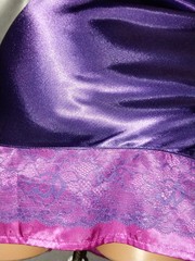 VTG SATIN SHINY PURPLE LACY BABYDOLL NOS M LINGERIE NIGHTGOWN LUX
