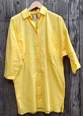 Vintage long blouse yellow Habana back print oversized women shirt blouse retro tunic L