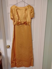 Mid 1960’s Prom Dress Gold Satin Fabric Lined Size 10/12 Home Made No Tags