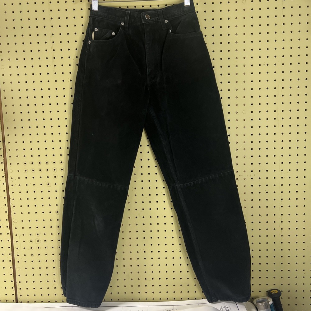 Vintage Skotts Suede Black Washable Suede Pants Tapered Leg Mens 26×30
