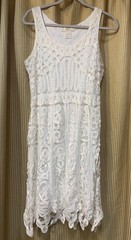 Vtg Y2K Kroshetta By Papillon Ivory Crochet Knit Midi Dress Sz XL