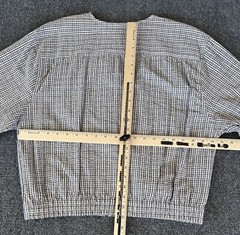 Karen Scott Womens VTG Seersucker Jacket Gray Check Full Zip Lightweight
