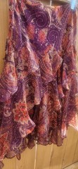 Vintage Ralph Lauren Purple Chiffon Paisley Flowing Layers Bias Cut Skirt Small