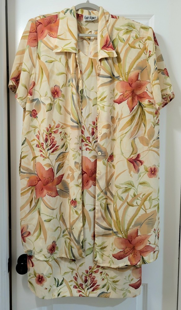 FLORAL PRINT Kari’s Korner Vintage Sleeveless Dress/SS Jacket Set Ylw/Multi 18