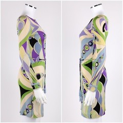 EMILIO PUCCI c.1960’s Signature Print “Coppola e Toppo” Belt Sheath Dress