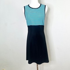 Byer Too California Vintage 90s Striped Sleeveless Dress Black Blue Small USA
