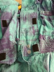 Vintage 80s D. Frank Jumpsuit tie-dye shoulder pads SZ.S-M newwave Punk