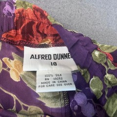 Alfred Dunner Vintage 100% Silk Floral Midi Skirt Purple Red Green Size 18