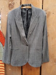 Norma Kamali Women’s Plaid Blazer Jacket Gray Glen Check Tailored Career Size 16