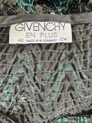 Vintage Givenchy Sequin Top 80s Black Green Statement Blouse