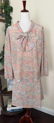 Vintage Diane Young 2 Piece Floral Silk Blend Skirt Set Pussy Bow Blouse sz 22.5