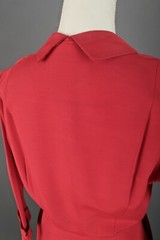 VTG Women’s 50s Red Orange Grosgrain Shirtwaist Dress Sz M 1950s