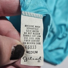 Vtg 70s Gilead Teal Nylon Nightgown Plunging V Back Lace Empire Waist Sz Medium