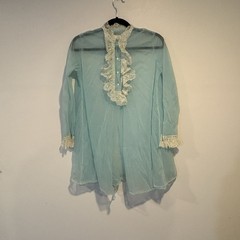 Vintage Sheer Blue Nightgown with Lace Trim Juniors