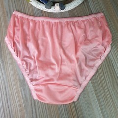 Vintage Slippery Nylon Panty Silky Peach Pink Sheer Brief Size 7-8 Hip 38-42″