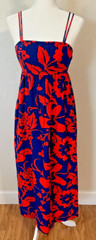 Vtg 60s Holiday Shops Nalii Blue Coral Floral Convertible Straps Hawaiian
