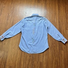 Vintage 70s Levi’s Denim Shirt Womens Large Blue Embroidered Floral Western