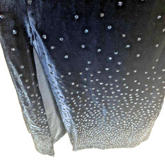 Vtg Storybook Crushed Velvet Crystal Sparkle Maxi Dress Size 12 Blue Whimsigoth