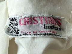MINT 50s Cristina’s Boutique Mexican Tourist Shirt Hand Chain-Stitch Embroidery