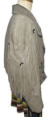 Sky Blue Waters Size L Fringe Jacket Vintage 80’s Biker Western Suede