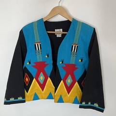 VTG Mexican Jacket Southwest Hand Embroidered Irene Pulos SZ M ( See Flaws