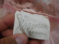 Women’s M Vtg 1950’s A Norman Original Dress Lace Chiffon Pink Mauve Evening USA