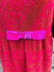Vintage Red Orange Terry Towel Maxi Dress Caftan Lounge Coverup Handmade READ