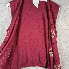 Vintage 90s Womens Jantzen Embroidered Knit Floral Cardigan Sweater Vest Size M