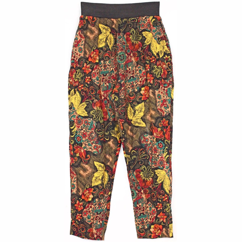 1990s Women’s Vintage Harem Hammer Pants Rayon Blend Boho Floral Print S/M