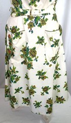Vintage 60s Kenrose 2 Pc White/Green Floral Sleeveless Cotton Day Dress XS/SM
