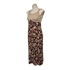 Vintage All That Jazz Floral Cottagecore Maxi Dress Sz 5/6 Small Neutral Colors
