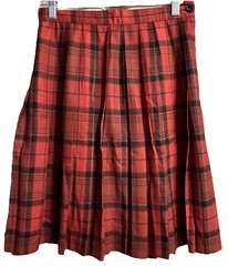 Vtg.90’s Womens 100% Pure Wool USA Sz 8 Red Plaid Tartan Schoolgirl Skirt Pleats