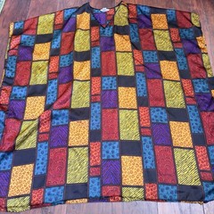 Winlar Vintage Color Block Animal Print Kaftan Moomoo One Size