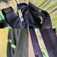 Leonard Paris Navy Blue + Lime Green / Pink 60s 70s Vintage Silk Designer Maxi
