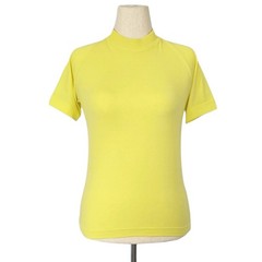 1960s Vintage Blouse 60s Tee Shirt Lemon Yellow Small Medium Stretchy Nylon S/M