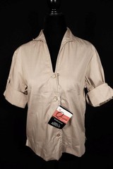 Vintage Deadstock 1950’s Lt Brown Cotton Blouse Size Medium Excellent Condition