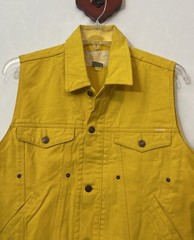 Vintage Original Jordache Yellow Medium Button-Up Logo Denim Vest NEW! M1188