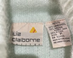 Liz Claiborne Petites Light Aqua Wool Angora Turtleneck Sweater Padded Size P