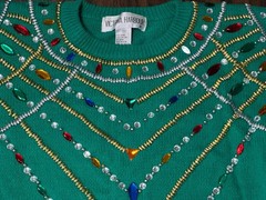 Vintage green sweater Victoria Harbour.1980s and 90s aesthetic, beadwork,jewels
