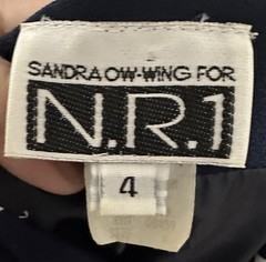 Sandra Ow-wing For N.R.1 Vintage Navy Blue & White Button Down Dress