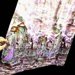 Lanz Originals 1980s Scenic Maxi Skirt Seine River 26″W Pastel Novelty Print
